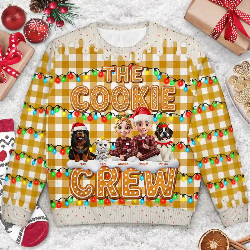 Christmas,Family,Icon,Happy - The Cookie Crew Family - Personalized Unisex Ugly Sweater