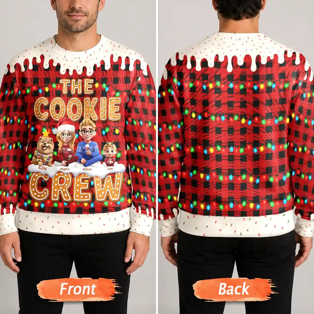 Christmas,Family,Icon,Happy - The Cookie Crew Family - Personalized Unisex Ugly Sweater