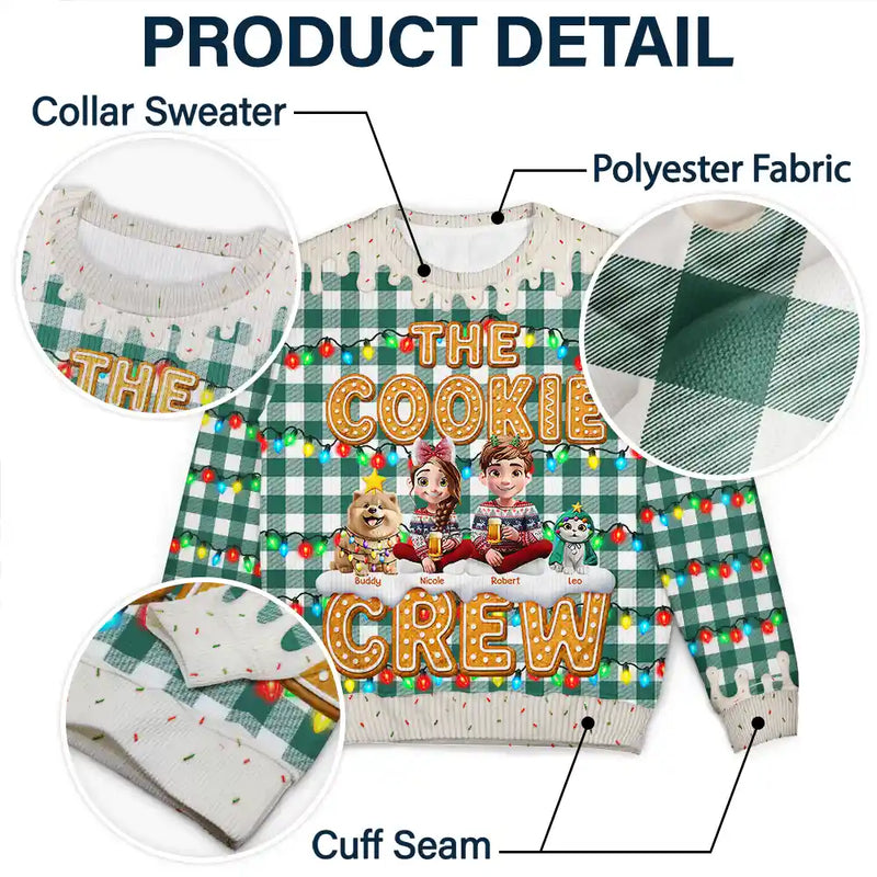 Christmas,Family,Icon,Happy - The Cookie Crew Family - Personalized Unisex Ugly Sweater
