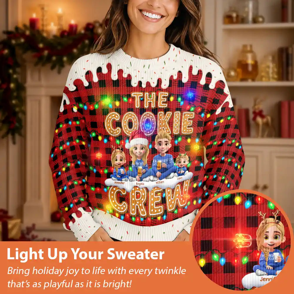 Christmas,Family,Icon,Happy - The Cookie Crew Family - Personalized Unisex Ugly Sweater