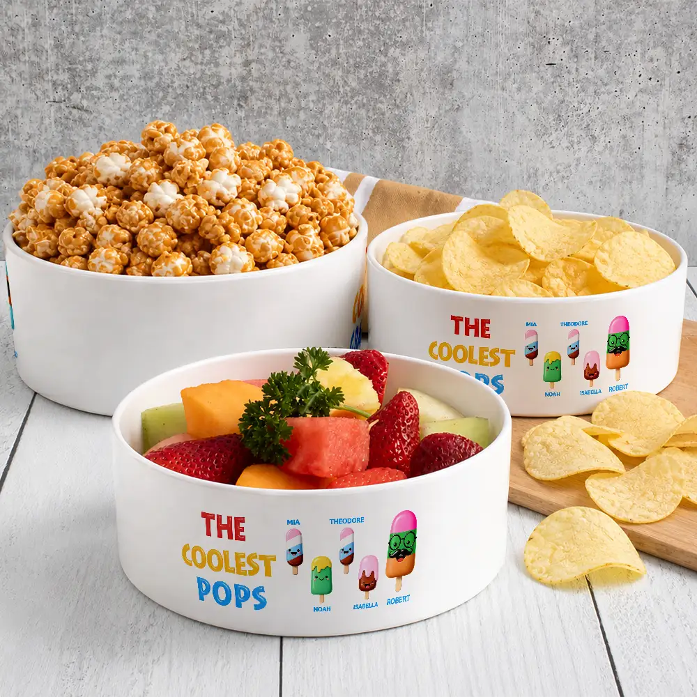 Gift For Grandpa,Gift For Father,Non-Eng,Icon,Proud - The Coolest Pop Funny Cartoon 3D Effect Ice Cream - Personalized Serving Bowl