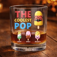 Gift For Husband,Gift For Yourself,Gift For Men,Gift For Father,Gift For Grandpa,Non-Eng,Icon,Humorous - The Coolest Pop Grandpa Dad - Personalized Whiskey Glass
