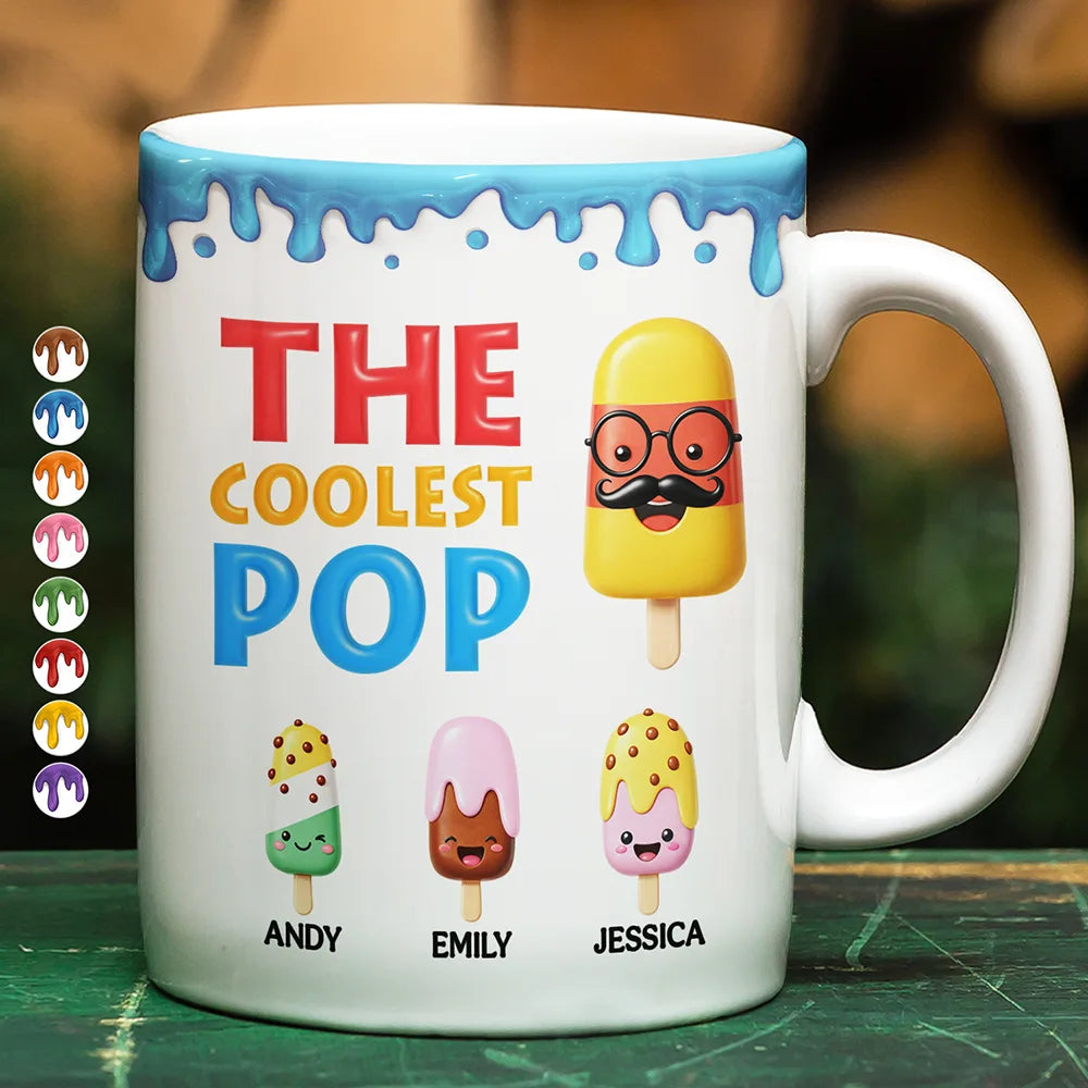 Gift For Husband, Gift For Grandpa, Gift For Father, Funny - The Coolest Pop Grandpa Dad - Personalized White Edge-to-Edge Mug