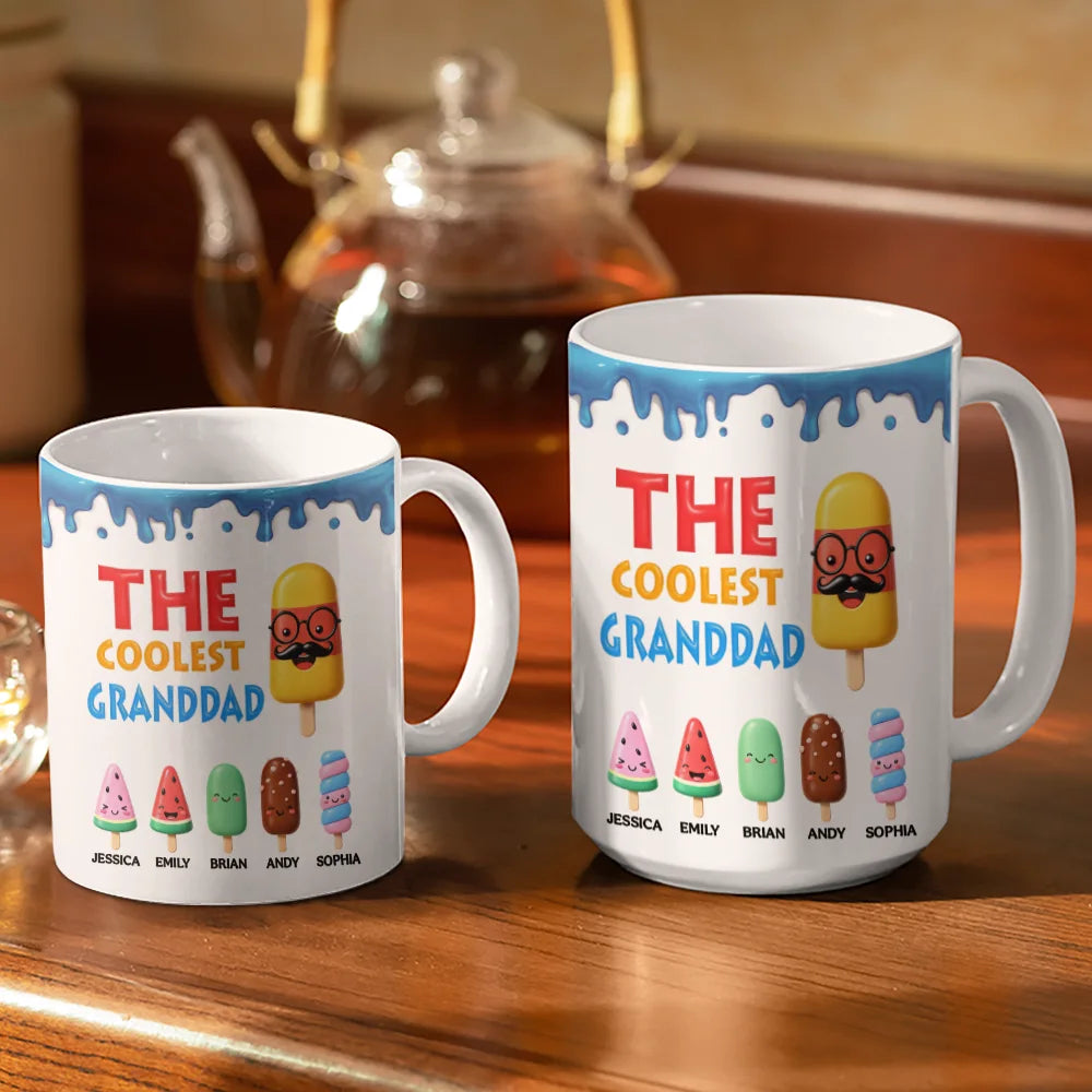 Gift For Husband, Gift For Grandpa, Gift For Father, Funny - The Coolest Pop Grandpa Dad - Personalized White Edge-to-Edge Mug