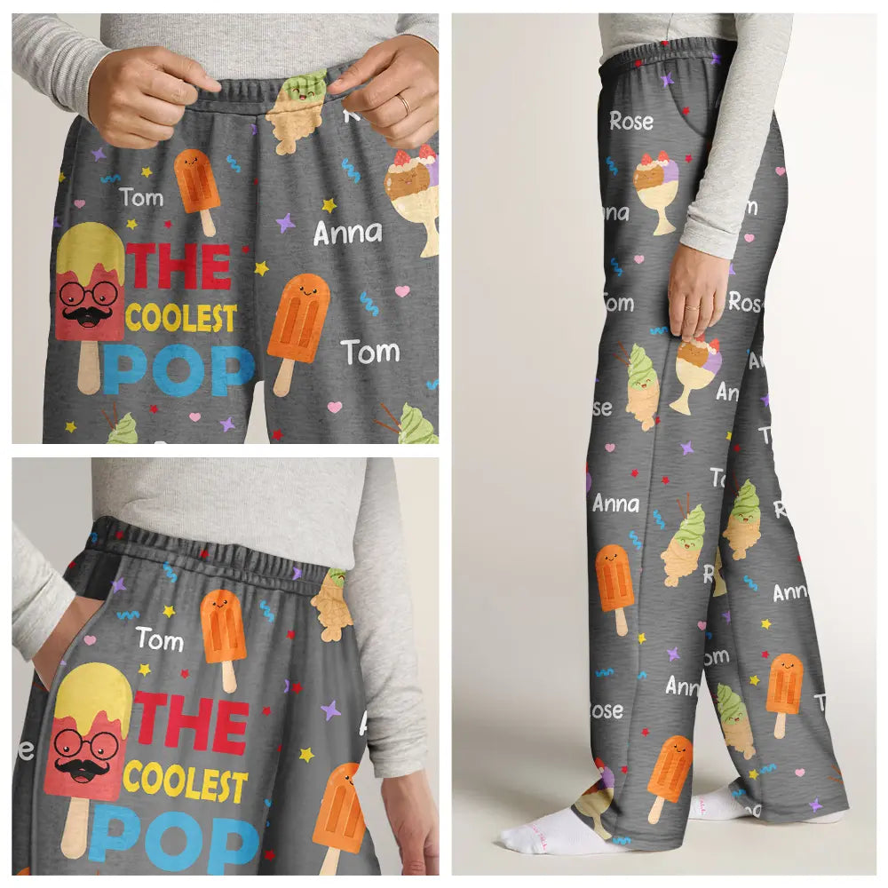 Gift For Grandpa,Gift For Grandparents,Gift For Grandma,Gift For Father,Gift For Mother,Happy - The Coolest Pop Nana - Personalized Pajama Pants