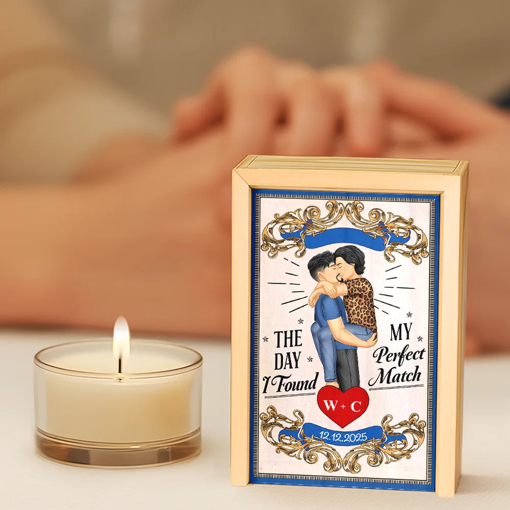 Gift For Couples, Gift For Husband, Gift For Wife, Gift For Boyfriend, Happy - The Day I Found My Perfect Match - Personalized Wooden Matchbox