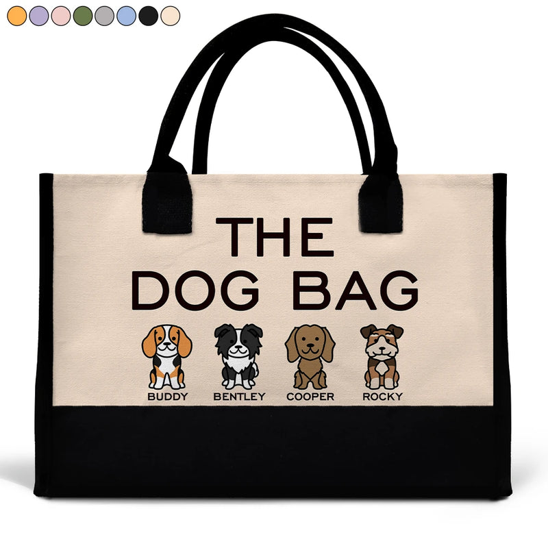 Pet Mom,Cat Lovers,Pet Lovers,Dog Lovers,Cat Mom,Dog Mom,Happy - The Dog Bag Color Stick Figure Dog Cat - Personalized Canvas Tote Bag