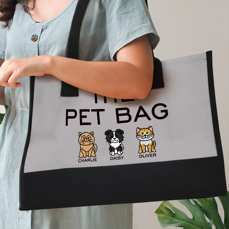 Pet Mom,Cat Lovers,Pet Lovers,Dog Lovers,Cat Mom,Dog Mom,Happy - The Dog Bag Color Stick Figure Dog Cat - Personalized Canvas Tote Bag