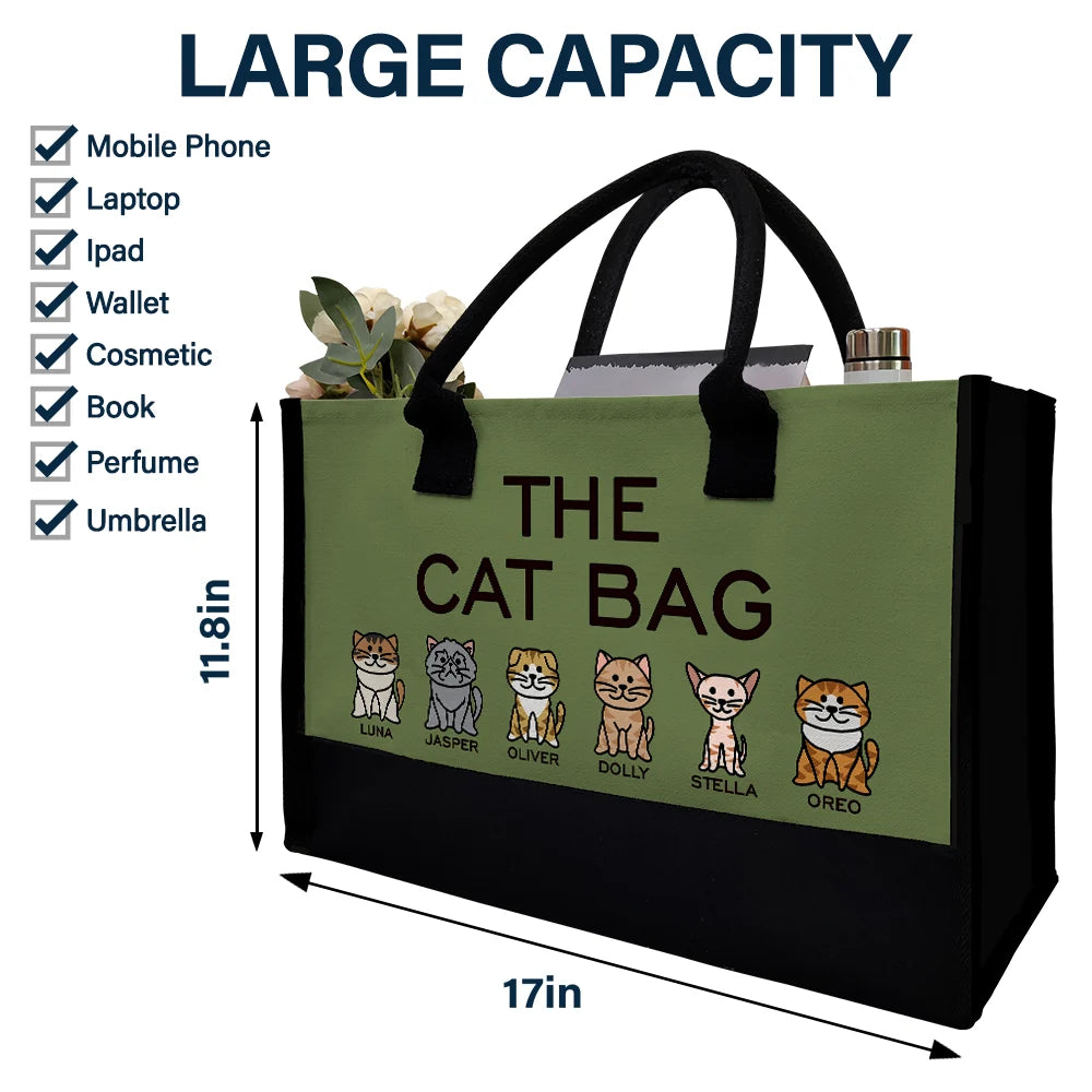 Pet Mom,Cat Lovers,Pet Lovers,Dog Lovers,Cat Mom,Dog Mom,Happy - The Dog Bag Color Stick Figure Dog Cat - Personalized Canvas Tote Bag