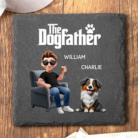 The Dog Father 3D - Personalized Slate Coaster