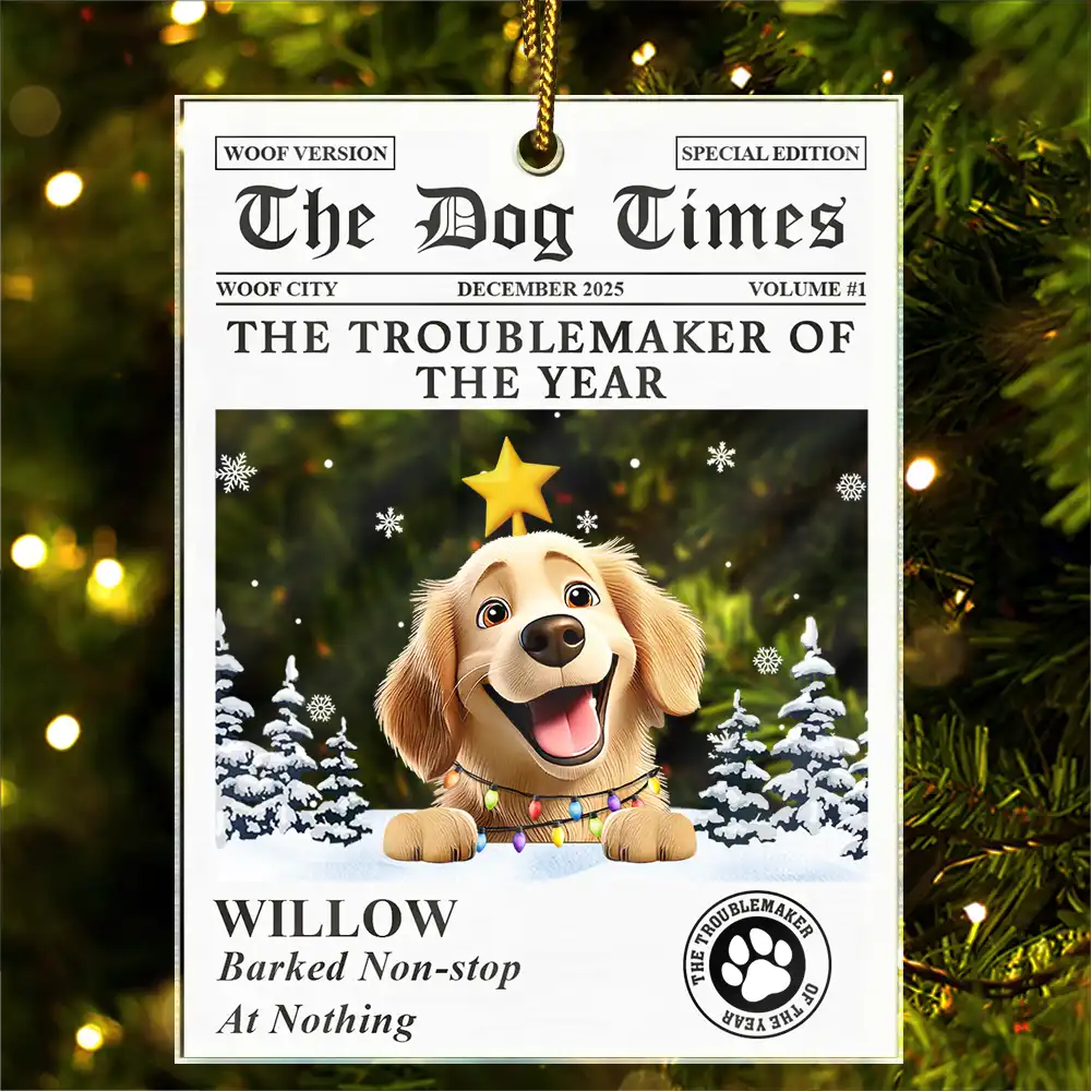 The Dog Times The Meow Times - Personalized Custom Shaped Acrylic Ornament