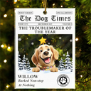 Pet Lovers,Pet Mom,Pet Dad,Dog Lovers,Dog Mom,Dog Dad,Cat Lovers,Cat Mom,Cat Dad,Christmas,Funny,Non-Eng - The Dog Times The Meow Times - Personalized Custom Shaped Acrylic Ornament