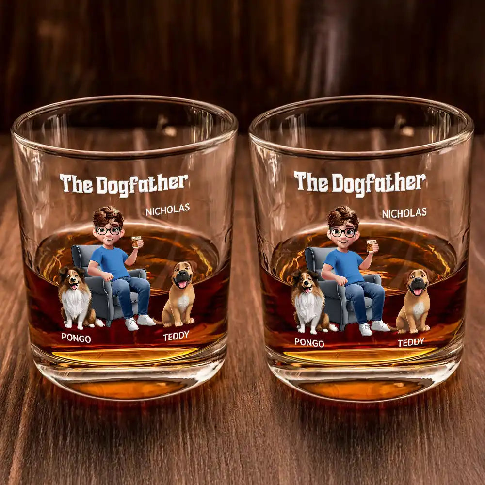 Dog Lovers,Dog Mom,Dog Dad,Happy - The Dogfather - Personalized Whiskey Glass