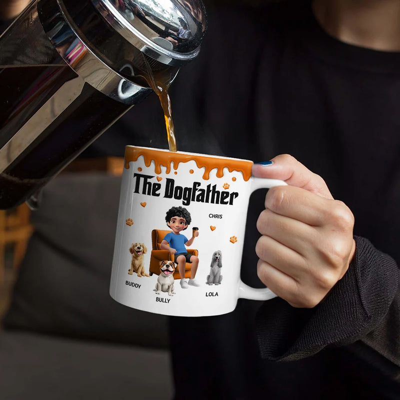 Cat Lovers,Cat Mom,Cat Dad,Happy - The Dogmother Dogfather - Personalized White Edge-to-Edge Mug