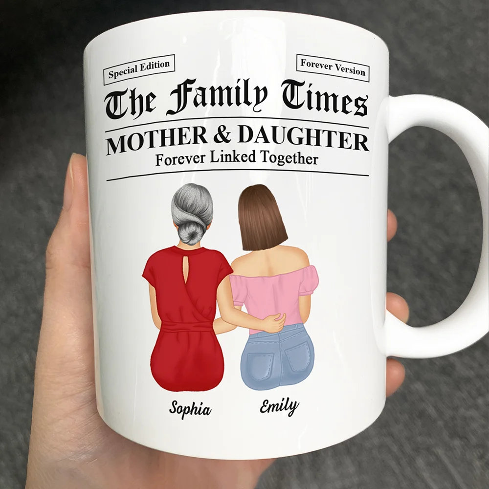 The Family Times Mother And Daughters Sons Newspaper Theme - Personalized Mug