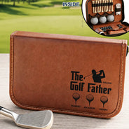 Gift For Men,Gift For Father,Golf,Sport Dad,Dad's Hobby,Gift For Husband,Gift For Couples,Non-Eng,Icon,Adorable - The Golf Father With Kids' Names - Personalized Leather Golf Bag