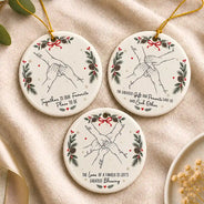 Sentimental,Christmas,Family,Icon - The Greatest Gift Sibling Brother Sister Hands Line Art - Personalized Circle Ceramic Ornament