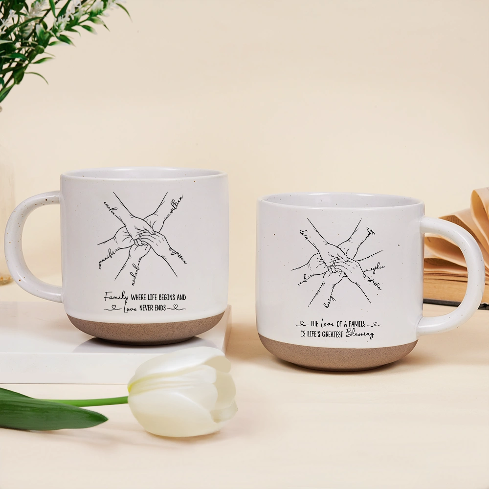 Top Market,Sentimental,Christmas,Family,Icon - The Greatest Gift Sibling Brother Sister Hands Line Art - Personalized Pottery Mug