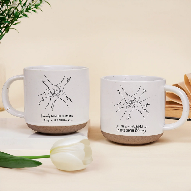 Top Market,Sentimental,Christmas,Family,Icon - The Greatest Gift Sibling Brother Sister Hands Line Art - Personalized Pottery Mug