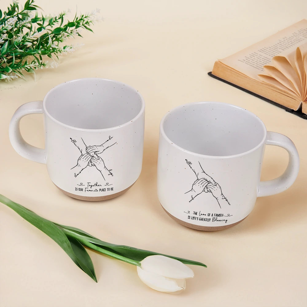 Top Market,Sentimental,Christmas,Family,Icon - The Greatest Gift Sibling Brother Sister Hands Line Art - Personalized Pottery Mug
