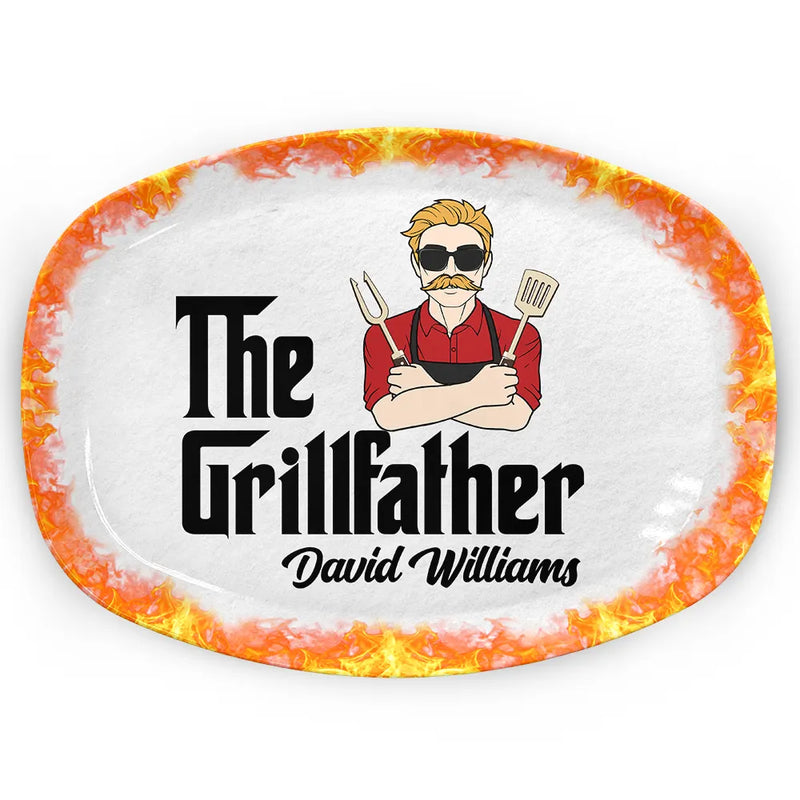 Grilling, Gift For Father, Happy - The GrillFather Master - Personalized Plate