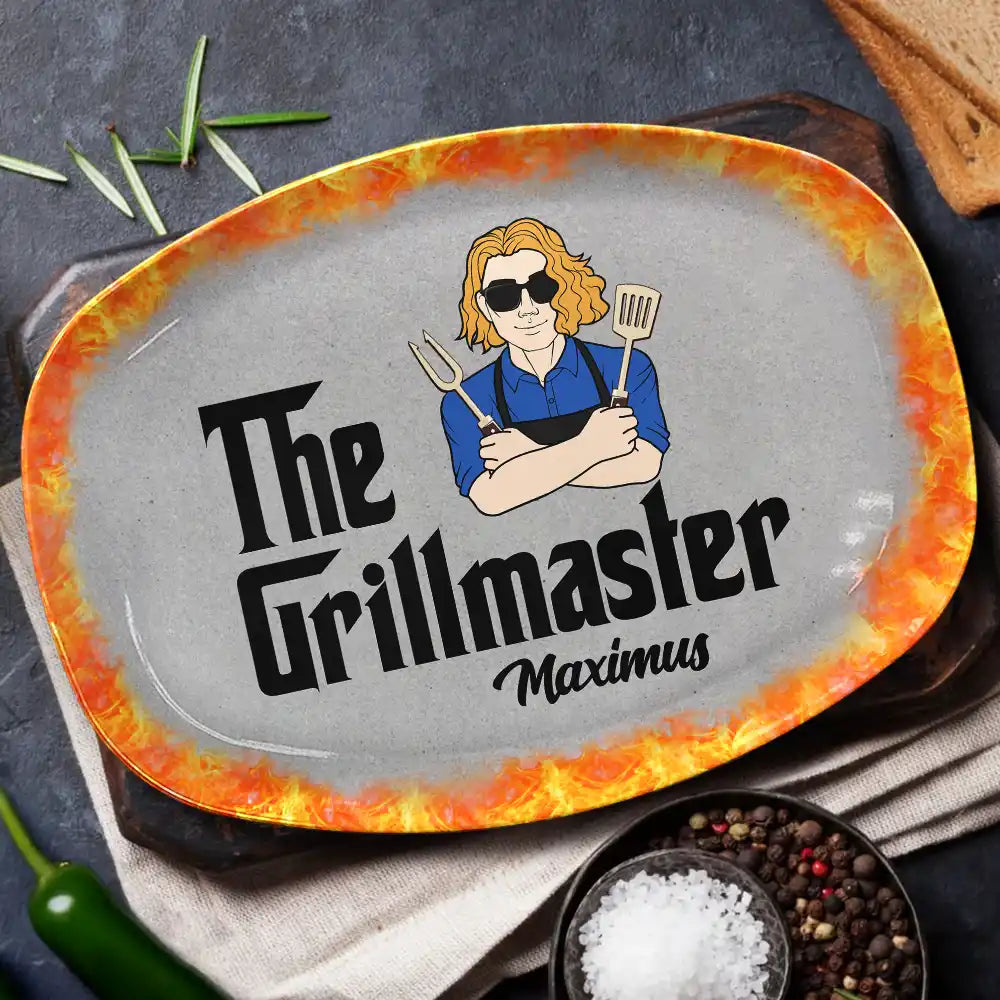 Grilling, Gift For Father, Happy - The GrillFather Master - Personalized Plate