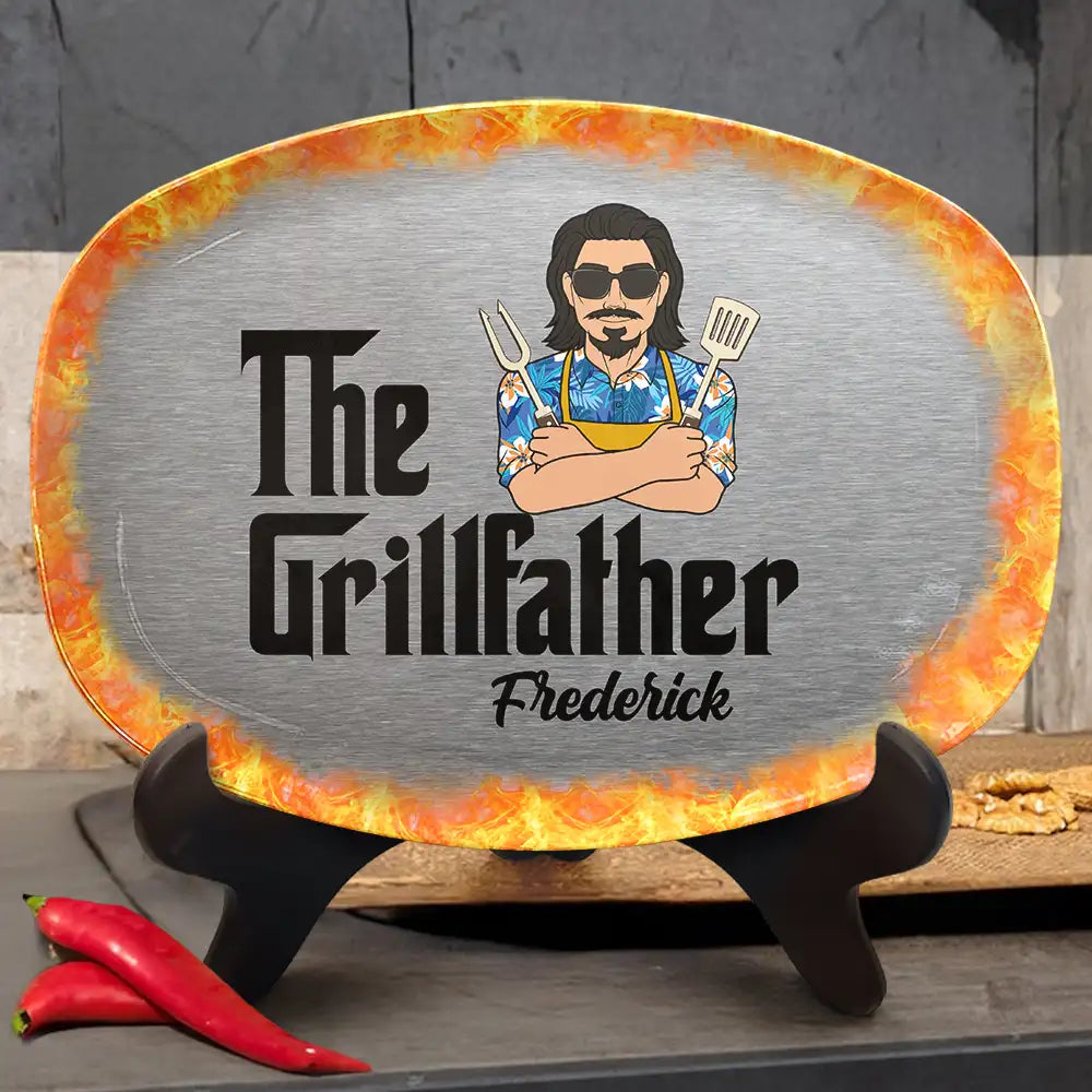 Grilling, Gift For Father, Happy - The GrillFather Master - Personalized Plate