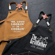 Gift For Father, Gift For Grandpa, Gift For Men, Grilling, Humorous - The Grillfather Best Flipping Dad Ever - Personalized Embroidered Apron