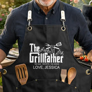 Gift For Father, Gift For Grandpa, Gift For Men, Grilling, Humorous - The Grillfather Best Flipping Dad Ever - Personalized Embroidered Apron