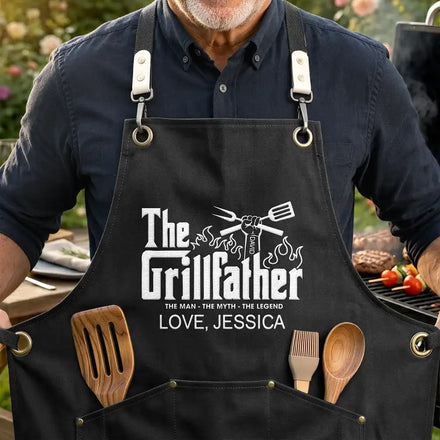 The Grillfather Best Flipping Dad Ever - Personalized Embroidered Apron