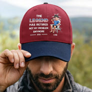 Happy,Gift For Father,Gift For Grandpa,Gift For Men,Retirement,Independence Day,America 250th,Vector,Humorous - The Legend Has Retired American Dad Grandpa - Personalized Two Tone Cap