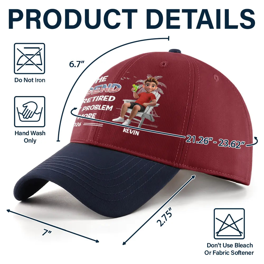 Happy,Gift For Father,Gift For Grandpa,Gift For Men,Retirement,Independence Day,America 250th,Vector,Humorous - The Legend Has Retired American Dad Grandpa - Personalized Two Tone Cap