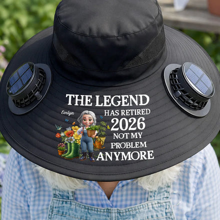 The Legend Has Retired Not My Problem Anymore - Personalized Solar Fan Hat