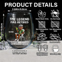 Retirement, Gift For Wife, Gift For Husband, Gift For Yourself, Gift For Women, Gift For Men, Gift For Grandpa, Gift For Father, Gift For Mother, Gift For Grandma, Funny - The Legend Has Retired Not My Problem Anymore Cartoon - Personalized Stemless Wine Glass