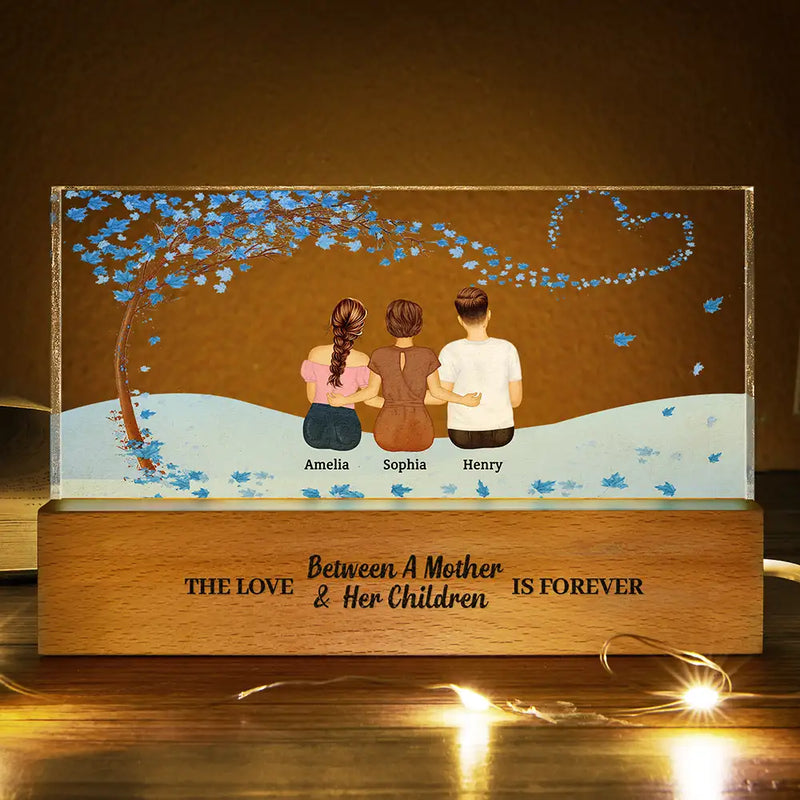 Gift For Women,Gift For Mother,Single Mom,Mom,Daughters,Sons,Children,Love - The Love Between A Mother & Her Daughters Sons - Personalized Rectangle LED Light