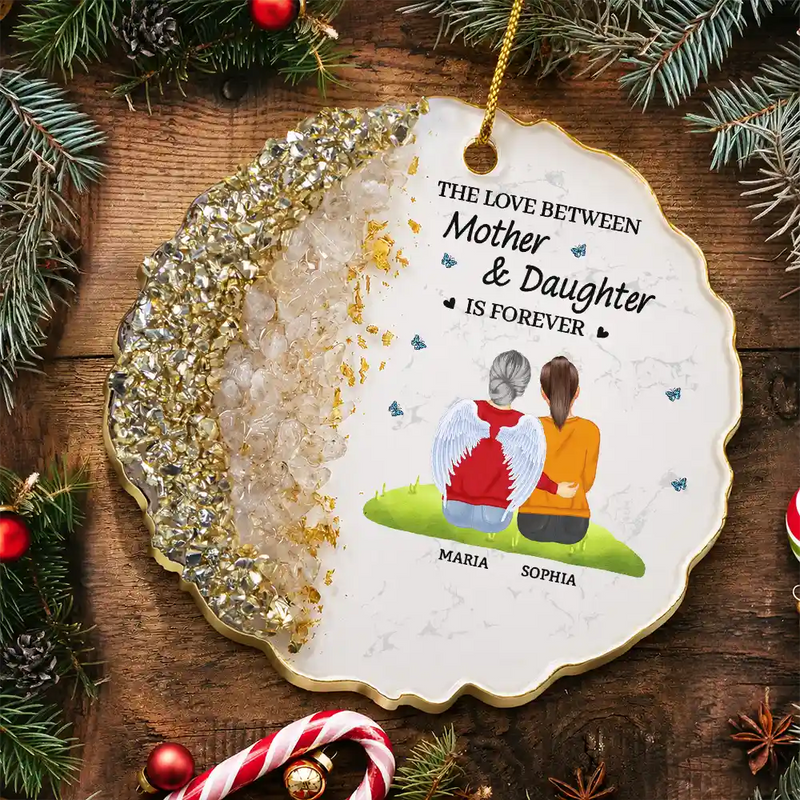 Sentimental,Gift For Children,Gift For Mother,Mom - Daughter (Adult),Gift For Daughter,Vector,Icon - The Love Between Mother And Daughters Is Forever - Personalized Resin Ornament