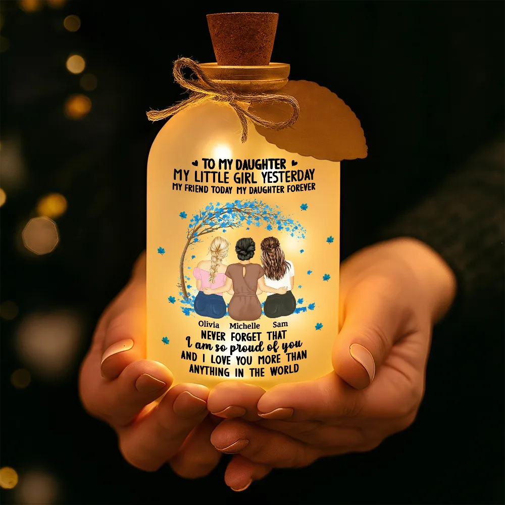 Gift For Mother,Mom - Daughters (Adult),Happy - The Love Between Mother & Daughter - Personalized Short Bottle Light