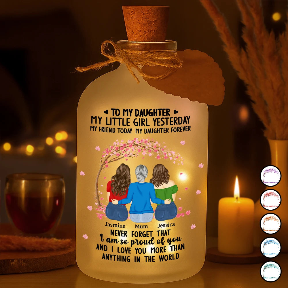 Gift For Mother,Mom - Daughters (Adult),Happy - The Love Between Mother & Daughter - Personalized Short Bottle Light