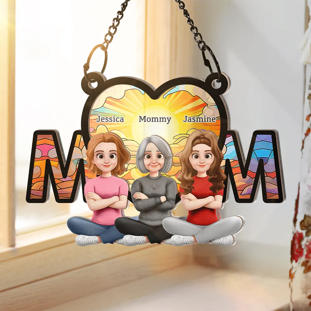 The Love Between Mother & Daughter Is Forever Sitting - Personalized Window Hanging Suncatcher Ornament