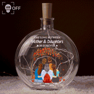 Sentimental,Christmas,Gift For Mother,Vector - The Love Between Mother & Daughters Is Forever - Personalized Round Flat Bottle Light