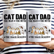 Cat Dad,Pet Lovers,Gift For Father,Playful,Vector - Cat Dad The Man The Myth The Snack Dealer - Personalized Mug