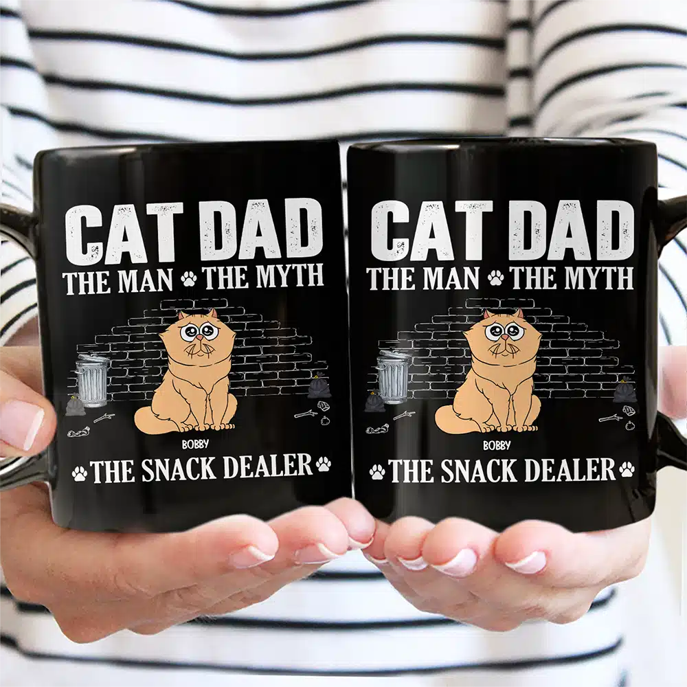 Cat Dad,Pet Lovers,Gift For Father,Playful,Vector - Cat Dad The Man The Myth The Snack Dealer - Personalized Mug