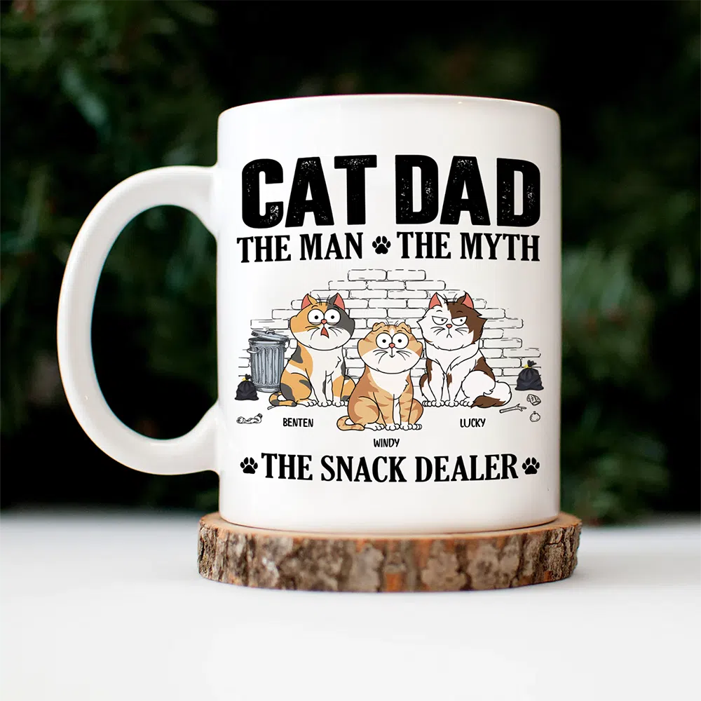 Cat Dad,Pet Lovers,Gift For Father,Playful,Vector - Cat Dad The Man The Myth The Snack Dealer - Personalized Mug