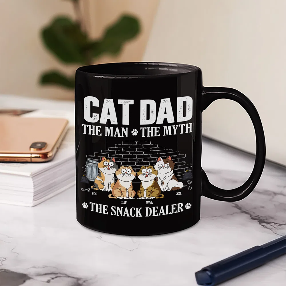 Cat Dad,Pet Lovers,Gift For Father,Playful,Vector - Cat Dad The Man The Myth The Snack Dealer - Personalized Mug