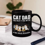 Cat Dad,Pet Lovers,Gift For Father,Playful,Vector - Cat Dad The Man The Myth The Snack Dealer - Personalized Mug