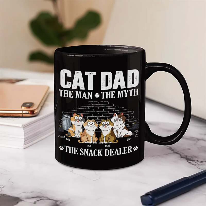 Cat Dad,Pet Lovers,Gift For Father,Playful,Vector - Cat Dad The Man The Myth The Snack Dealer - Personalized Mug