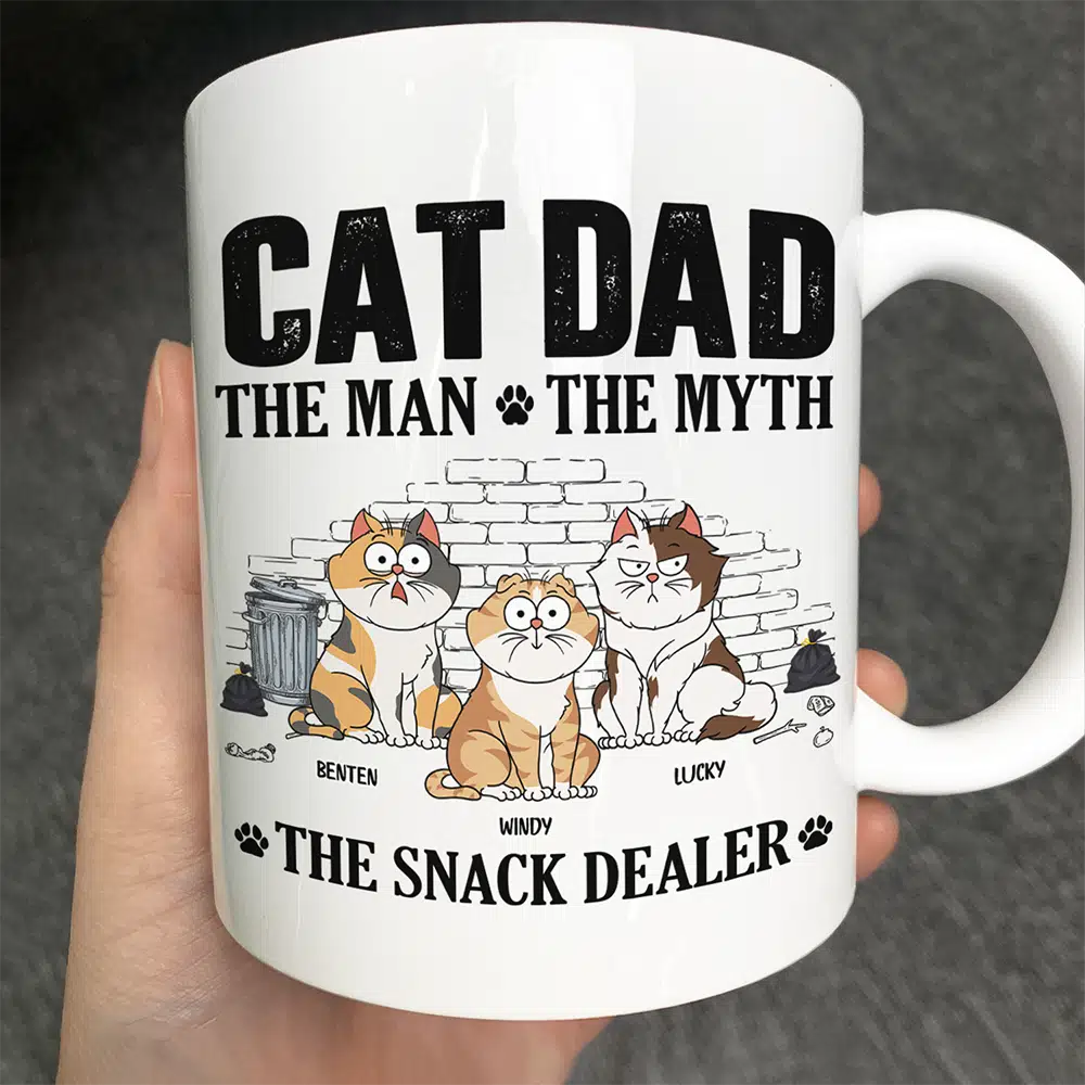 Cat Dad,Pet Lovers,Gift For Father,Playful,Vector - Cat Dad The Man The Myth The Snack Dealer - Personalized Mug