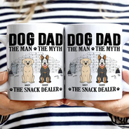 Dog Dad,Pet Lovers,Gift For Father,Playful,Vector - Dog Dad The Man The Myth The Snack Dealer - Personalized Mug