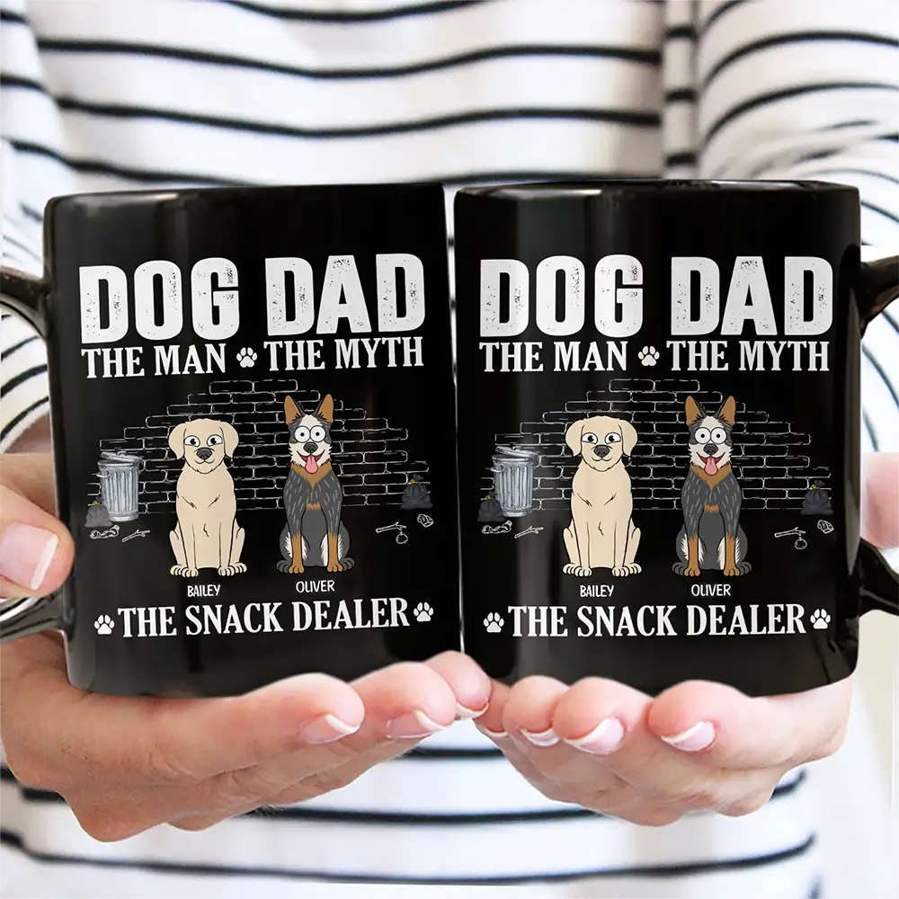 Dog Dad,Pet Lovers,Gift For Father,Playful,Vector - Dog Dad The Man The Myth The Snack Dealer - Personalized Mug