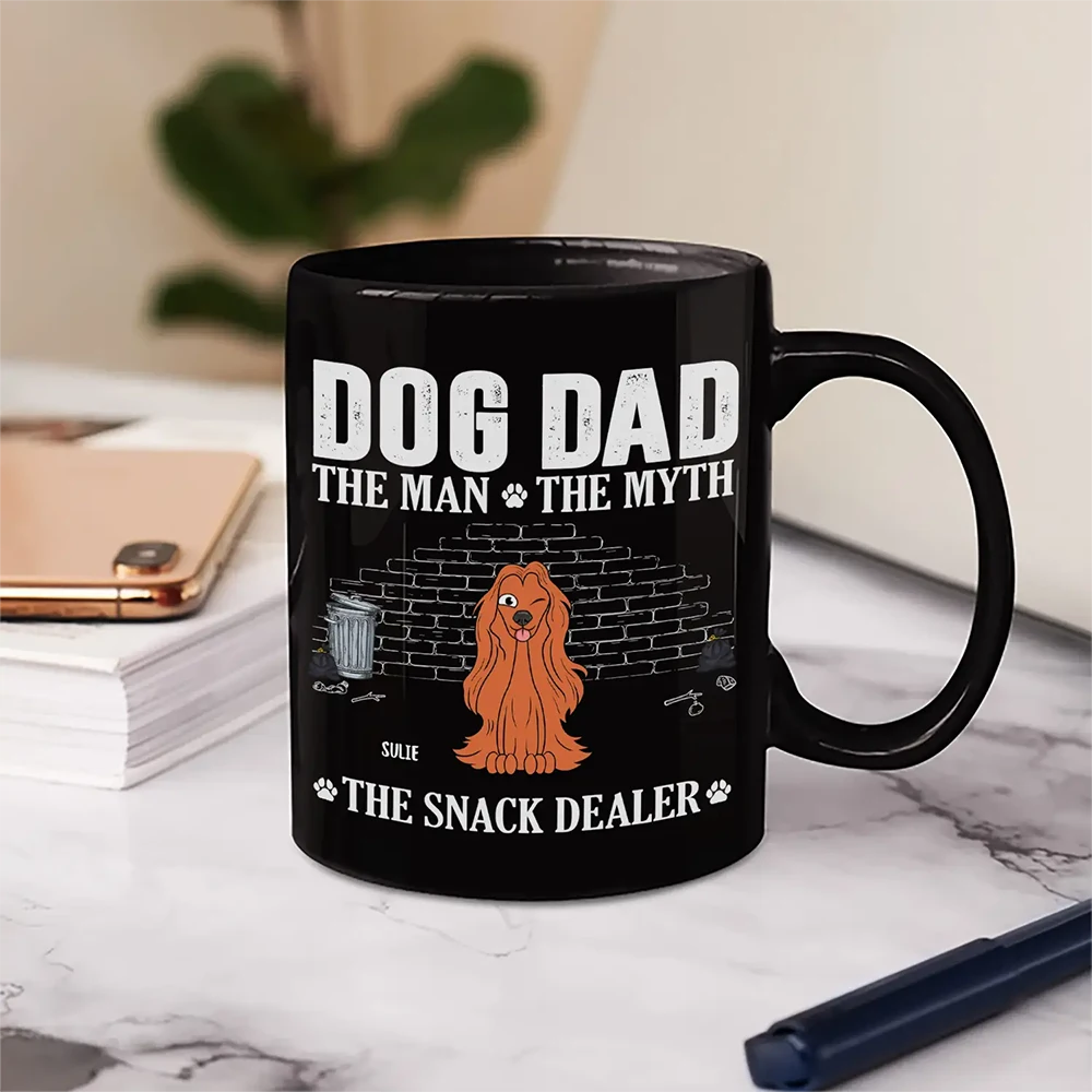 Dog Dad,Pet Lovers,Gift For Father,Playful,Vector - Dog Dad The Man The Myth The Snack Dealer - Personalized Mug
